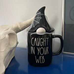 Rae Dunn Caught In Your Web Black Spider Web Gnome Topped Lid Mug